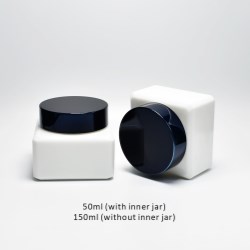 JG-SQ-150ml Luxury Square White Glass Cosmetic Jars